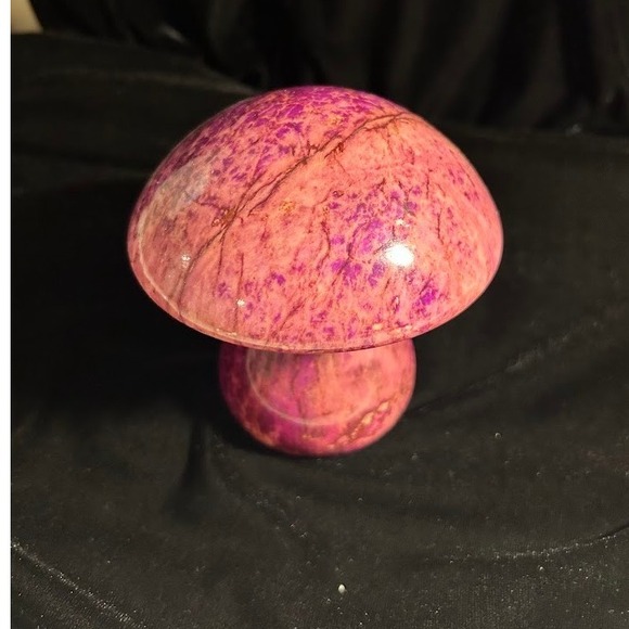 Vintage Alabaster Hand Carved Mushroom Made in Italy Purple Stone Figurine - Picture 3 of 8